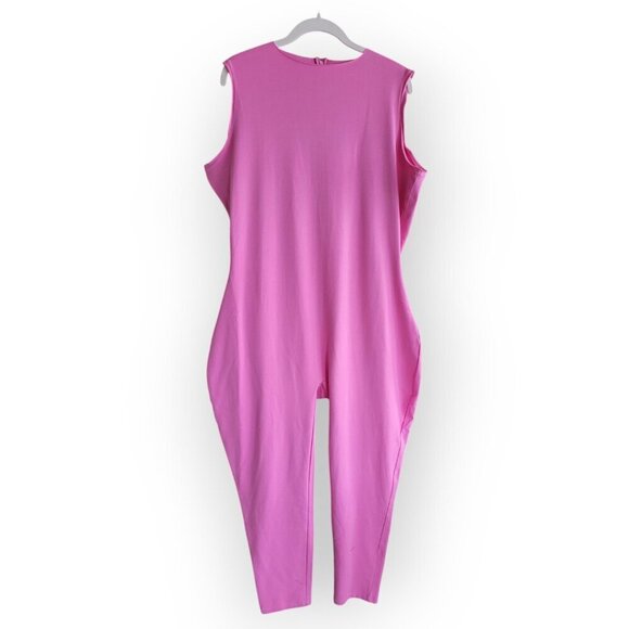 SKIMS Bubble Gum Pink Sleeveless Crew Neck Catsuit Plus Size 4X Stretch - Picture 2 of 12